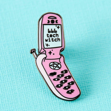 Punky Pins 666 Tech Witch Mobile Phone Enamel Pin