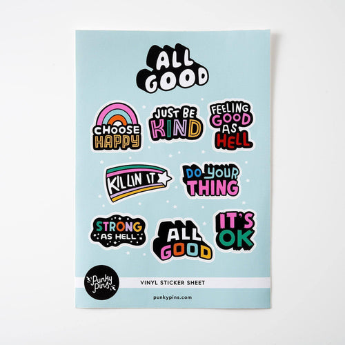 Punky Pins All Good A5 Vinyl Sticker Sheet