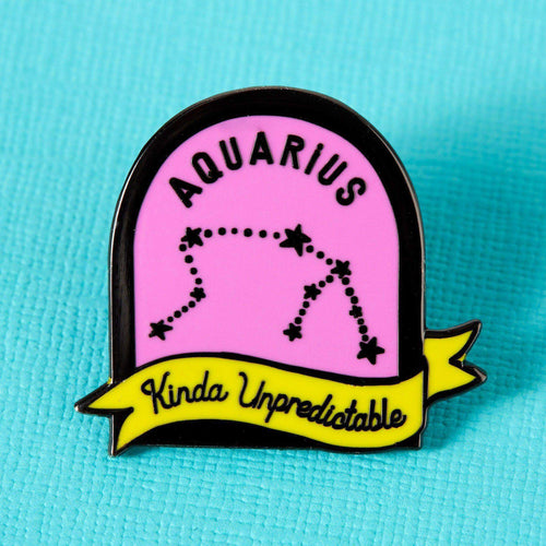 Aquarius Purple and Yellow Starsign Enamel Pin