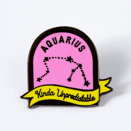 Punky Pins Aquarius Purple and Yellow Starsign Enamel Pin