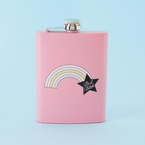 Bad Bitch Rainbow Hip Flask - Light Pink