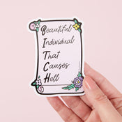 Punky Pins Beautiful Individual That Causes Hell Vinyl Sticker