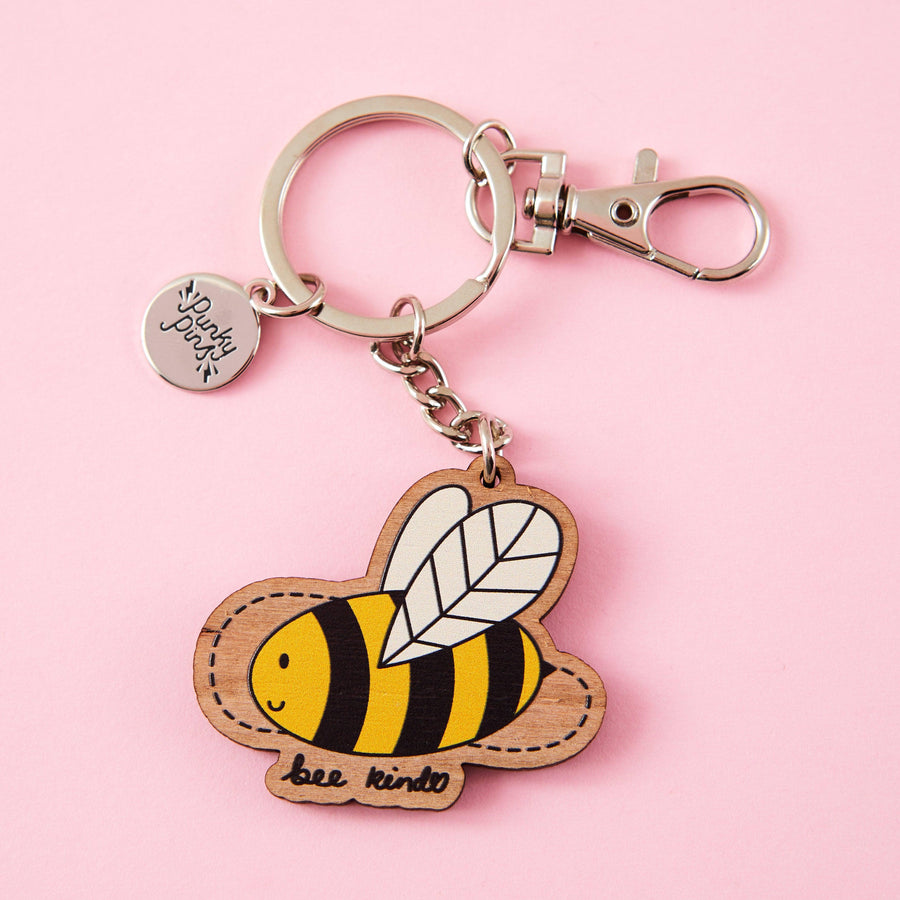 Punky Pins Bee Kind Wooden Eco Keyring