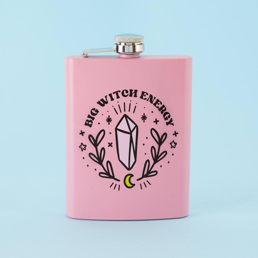 Punky Pins Big Witch Energy Hip Flask - Light Pink