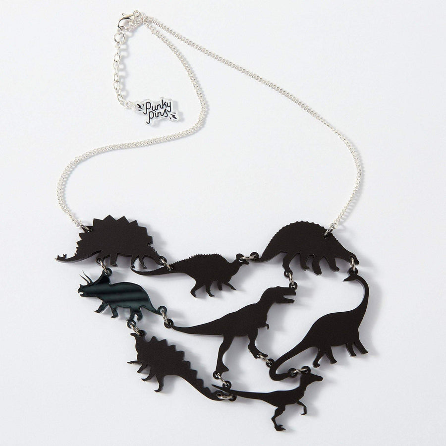 Punky Pins Black Acrylic Dinosaur Necklace