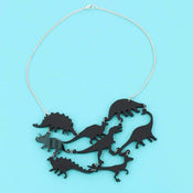 Punky Pins Black Acrylic Dinosaur Necklace