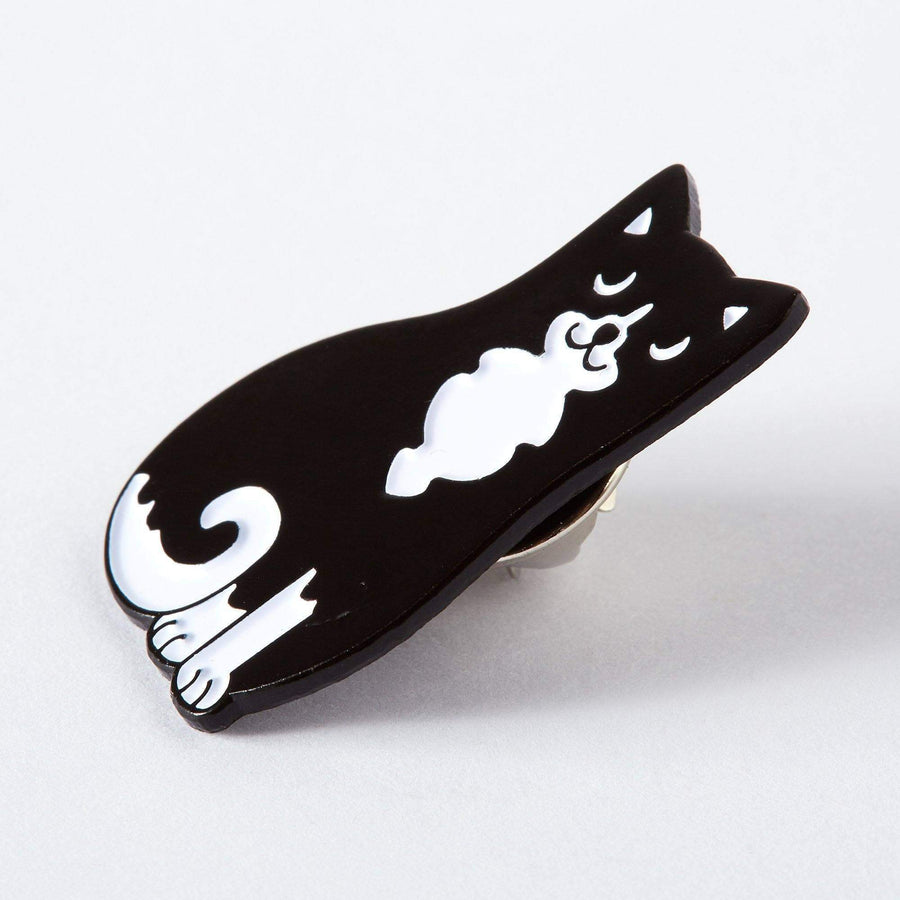 Punky Pins Black & White Cat Enamel Pin