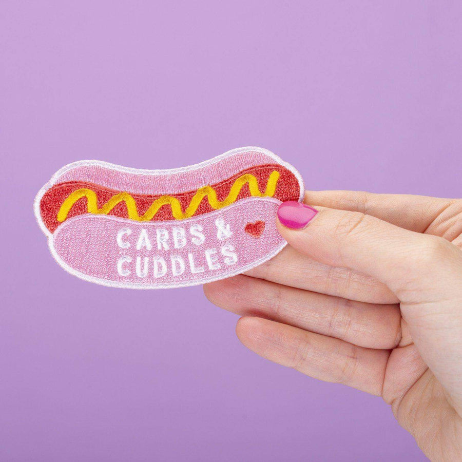 Carbs and Cuddles Hot Dog Embroidered Iron On Patch