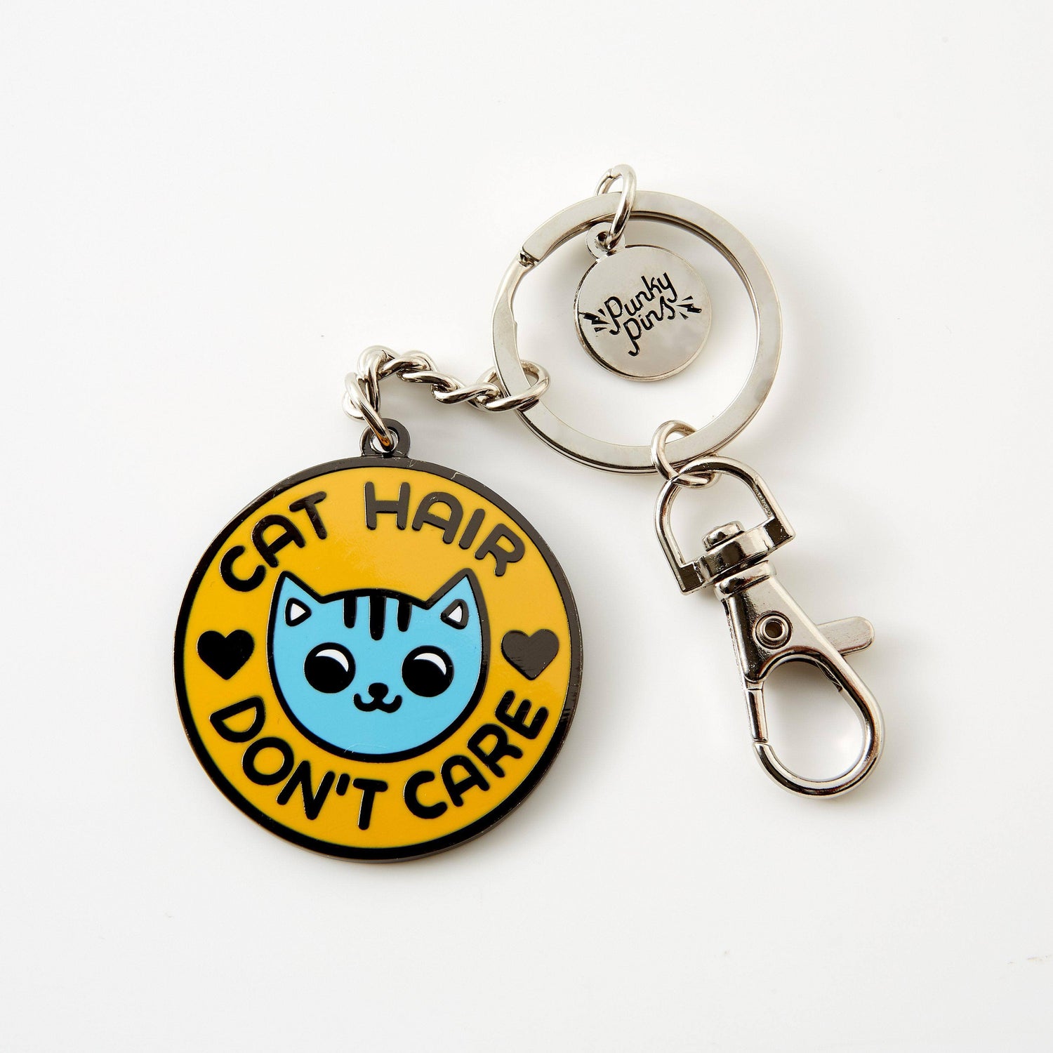 Punky Pins Cat Hair Don't Care Hard Enamel Keyring