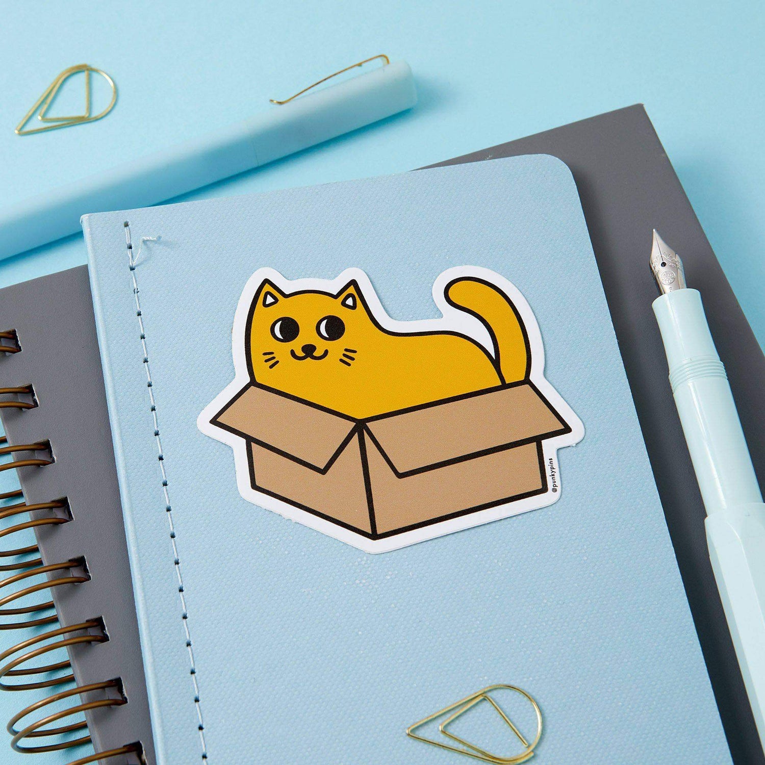 Punky Pins Cat in a Box Soft Vinyl Sticker