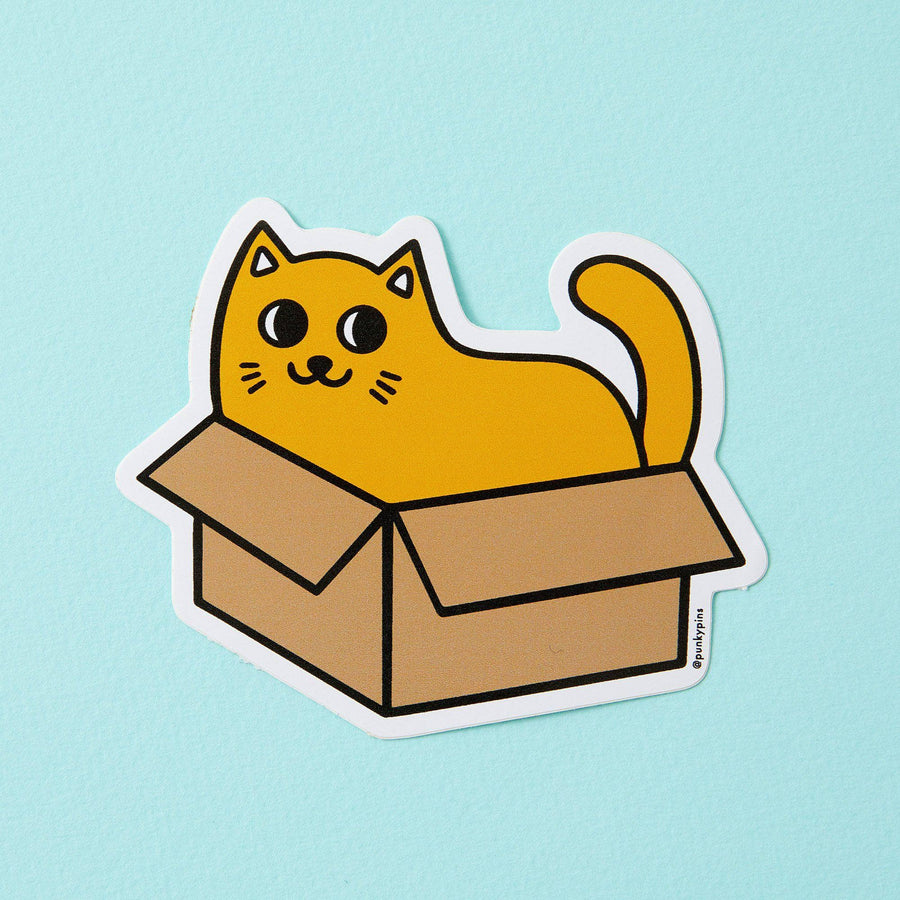 Punky Pins Cat in a Box Soft Vinyl Sticker
