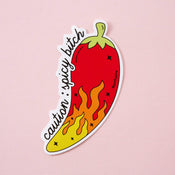 Punky Pins Caution: Spicy Bitch Vinyl Sticker