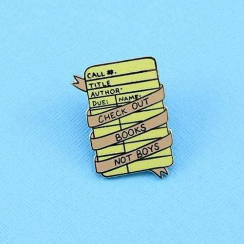 Punky Pins Check Out Books Not Boys Enamel Pin