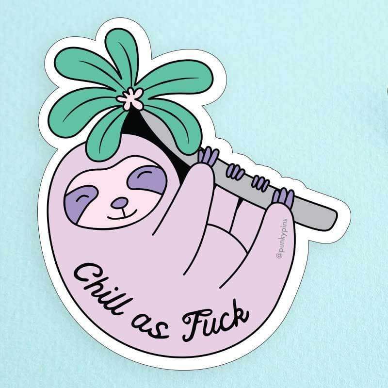 Chill As Fuck Sloth Large Vinyl Sticker