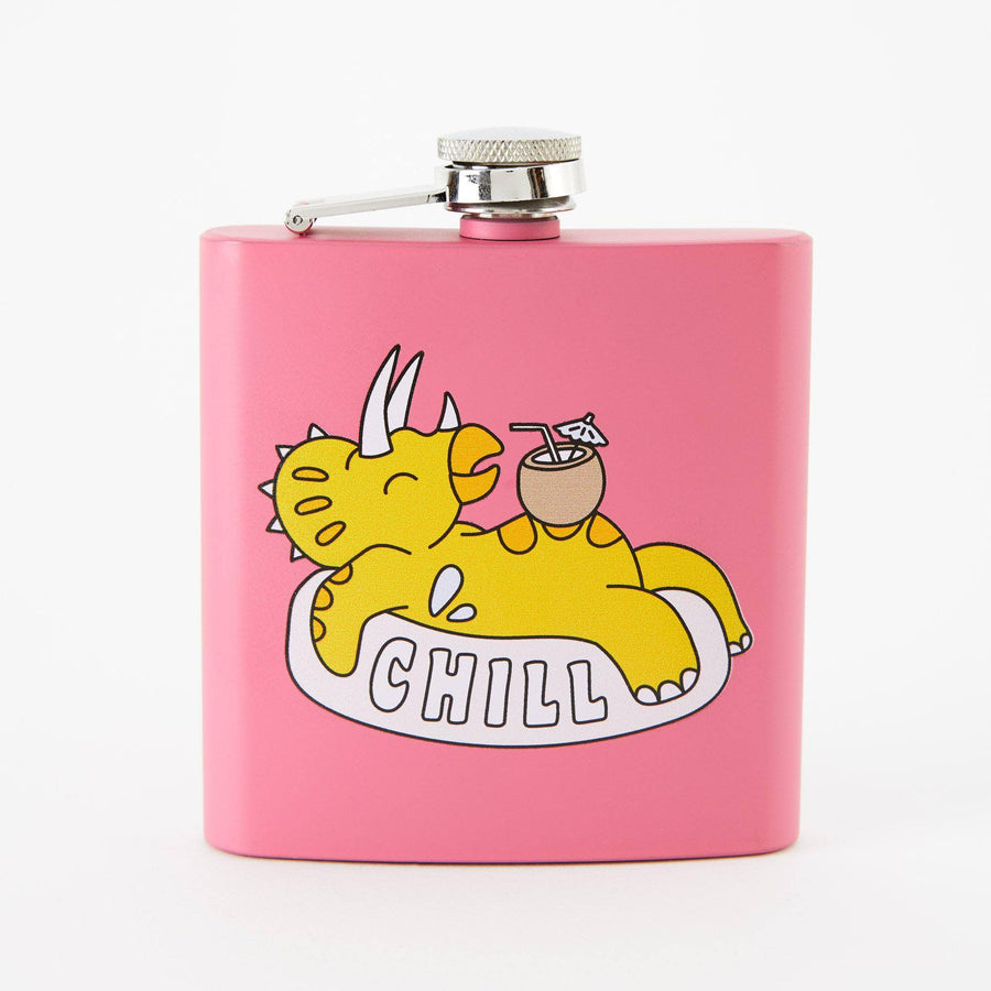 Punky Pins Chill Dino Hip Flask - Square Pink