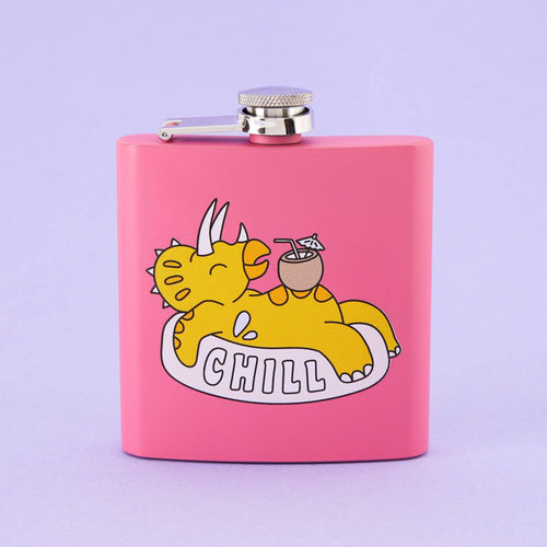 Chill Dino Hip Flask - Square Pink