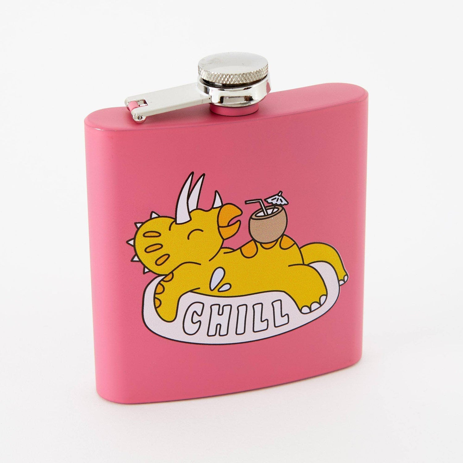 Punky Pins Chill Dino Hip Flask - Square Pink