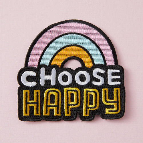 Choose Happy Embroidered Iron On Patch