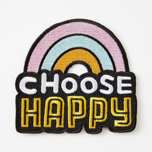 Punky Pins Choose Happy Embroidered Iron On Patch