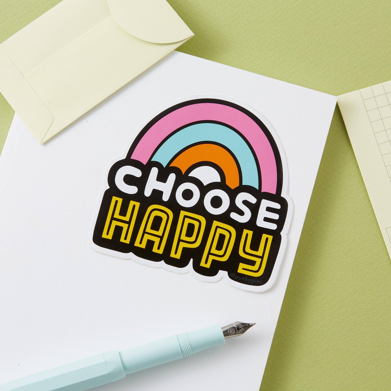 Punky Pins Choose Happy Vinyl Sticker