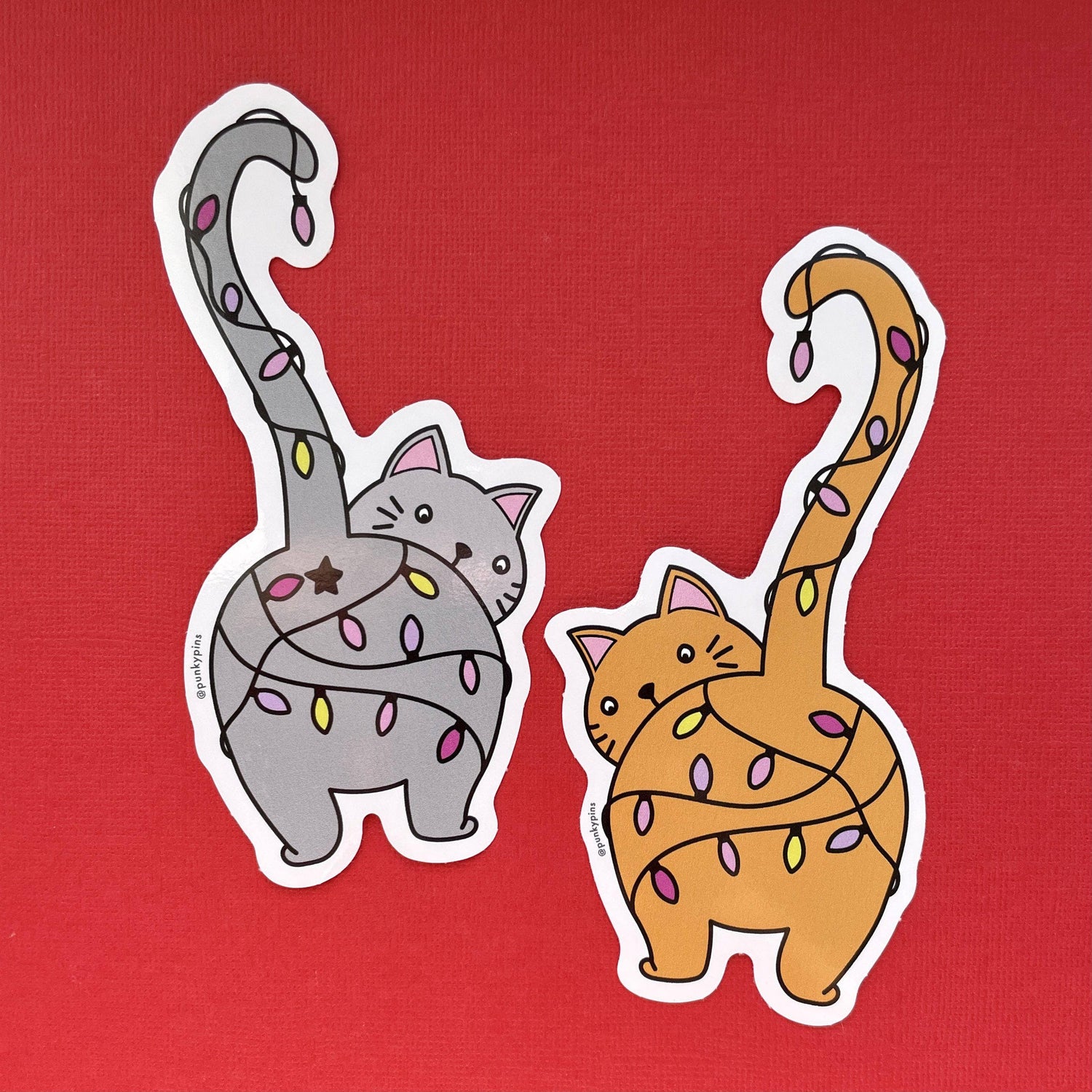 Punky Pins Christmas Kitty 2 x Vinyl Sticker pack