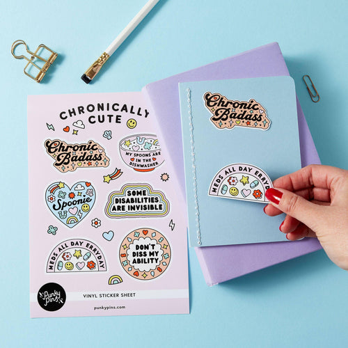 Chronically Cute A5 Vinyl Sticker Sheet