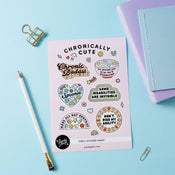 Punky Pins Chronically Cute A5 Vinyl Sticker Sheet