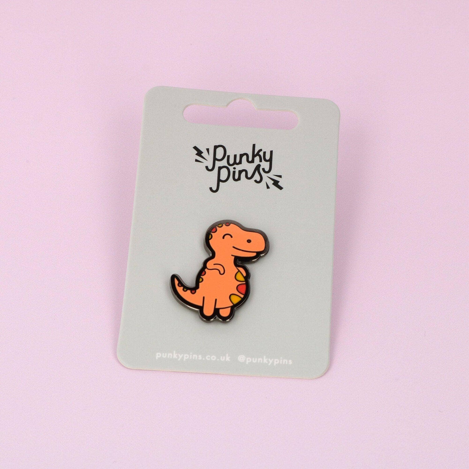 Punky Pins Chubby Orange Dinosaur Enamel Pin