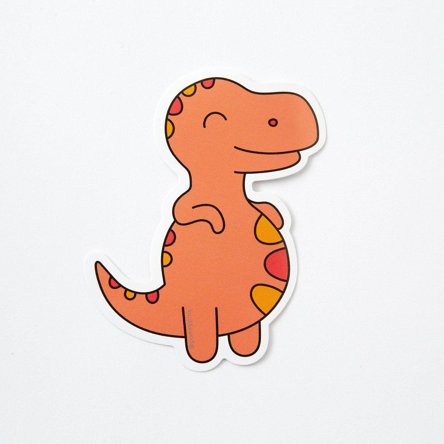 Chubby Orange Dinosaur Large Vinyl Sticker
