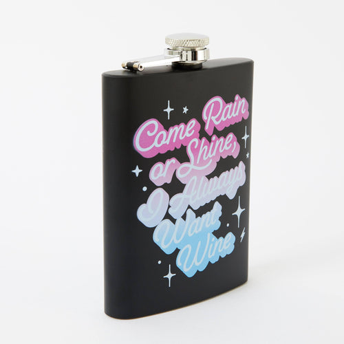 Punky Pins Come rain or shine Hip Flask - Tall Black