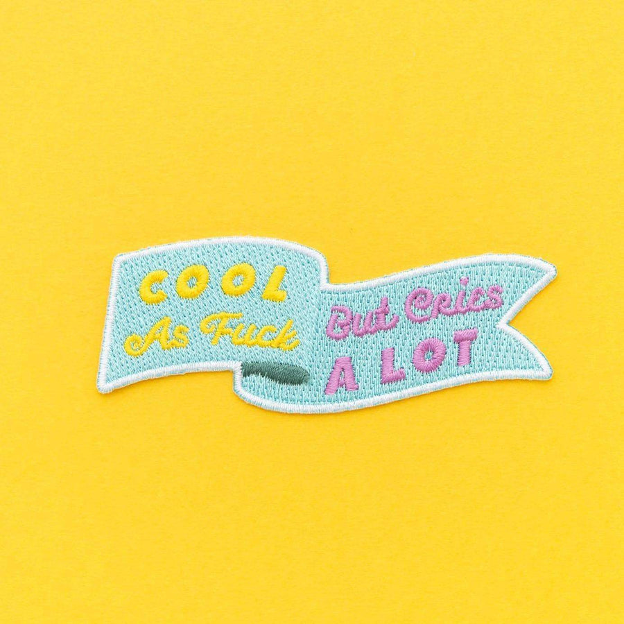 Punky Pins Cool As Fuck But Cries A Lot Embroidered Iron On Patch