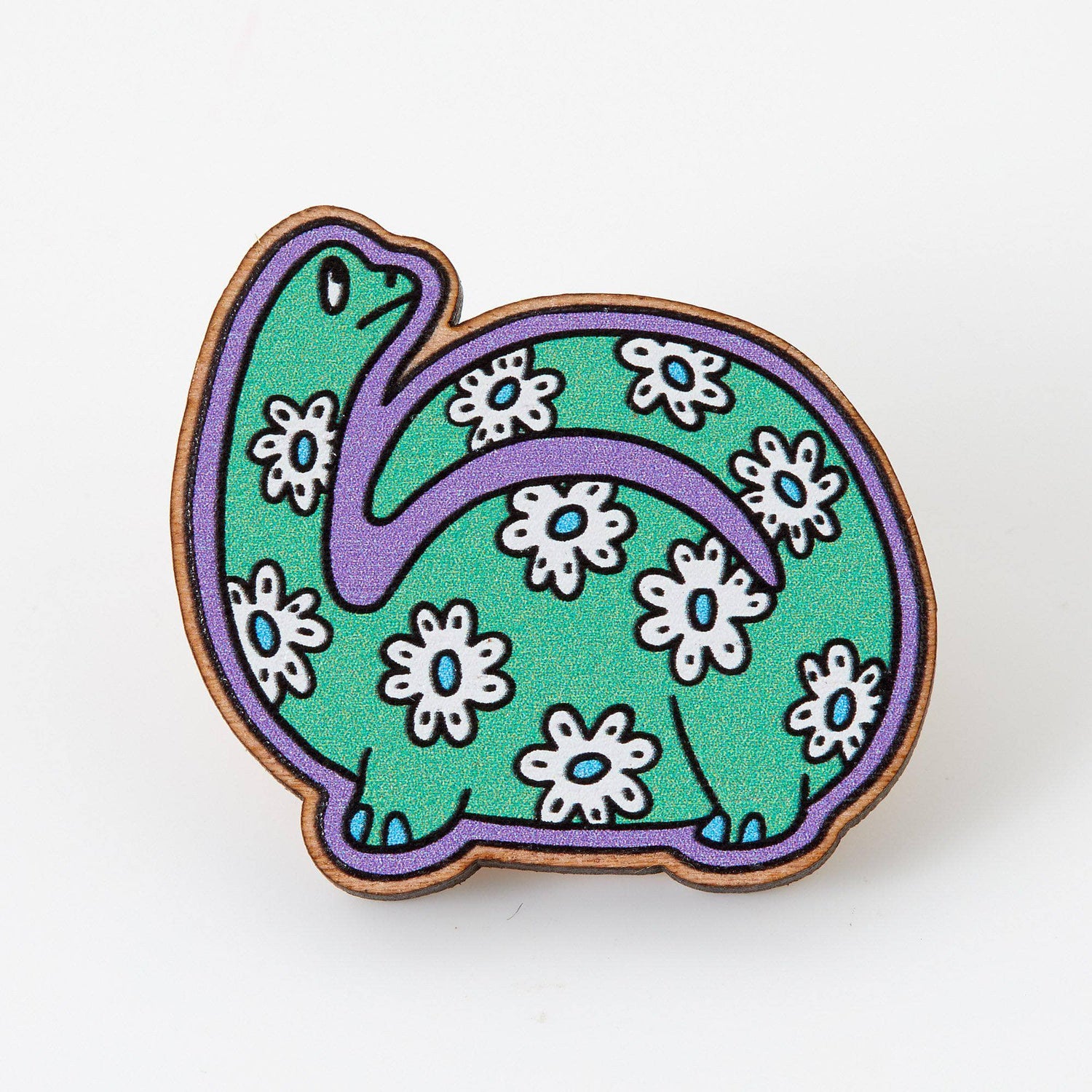 Punky Pins Daisy Print Dinosaur Wooden Eco Pin