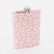 Punky Pins Daisy Print Hip Flask - Tall Light Pink