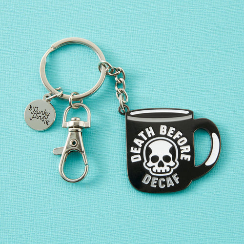 Death Before Decaf Hard Enamel Keyring