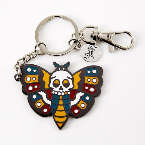 Punky Pins Death Head Moth Tattoo Enamel Keyring