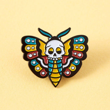 Punky Pins Death Head Moth Tattoo Inspired Enamel Pin