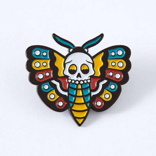 Punky Pins Death Head Moth Tattoo Inspired Enamel Pin