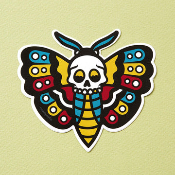 Death Head Moth Tattoo Inspired Vinyl Laptop Sticker