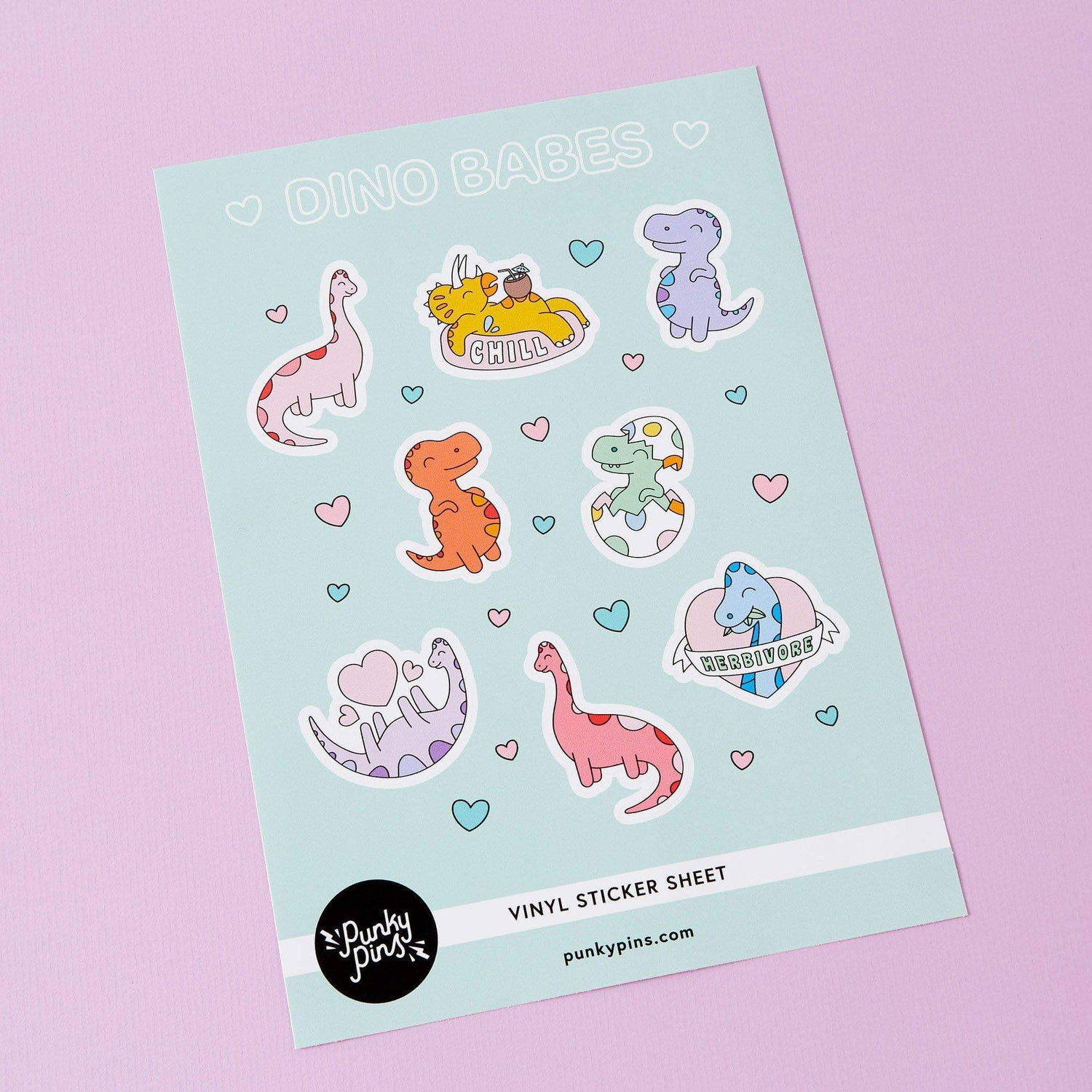 Dino Babes A5 Vinyl Sticker Sheet