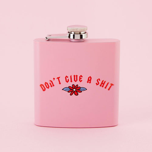 Don't Give A Shit Hip Flask - Light Pink