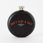 Punky Pins Don't Give A Shit - Round Black Hip Flask