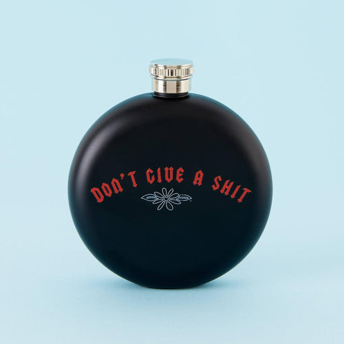 Don't Give A Shit - Round Black Hip Flask