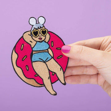 Punky Pins Donut Babe Embroidered Iron On Patch