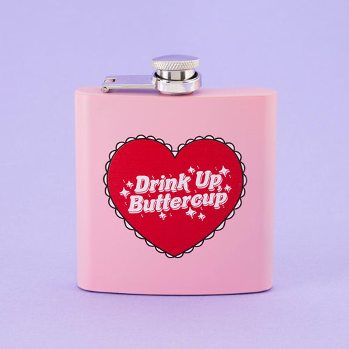 Drink up Buttercup Hip Flask - Light Pink