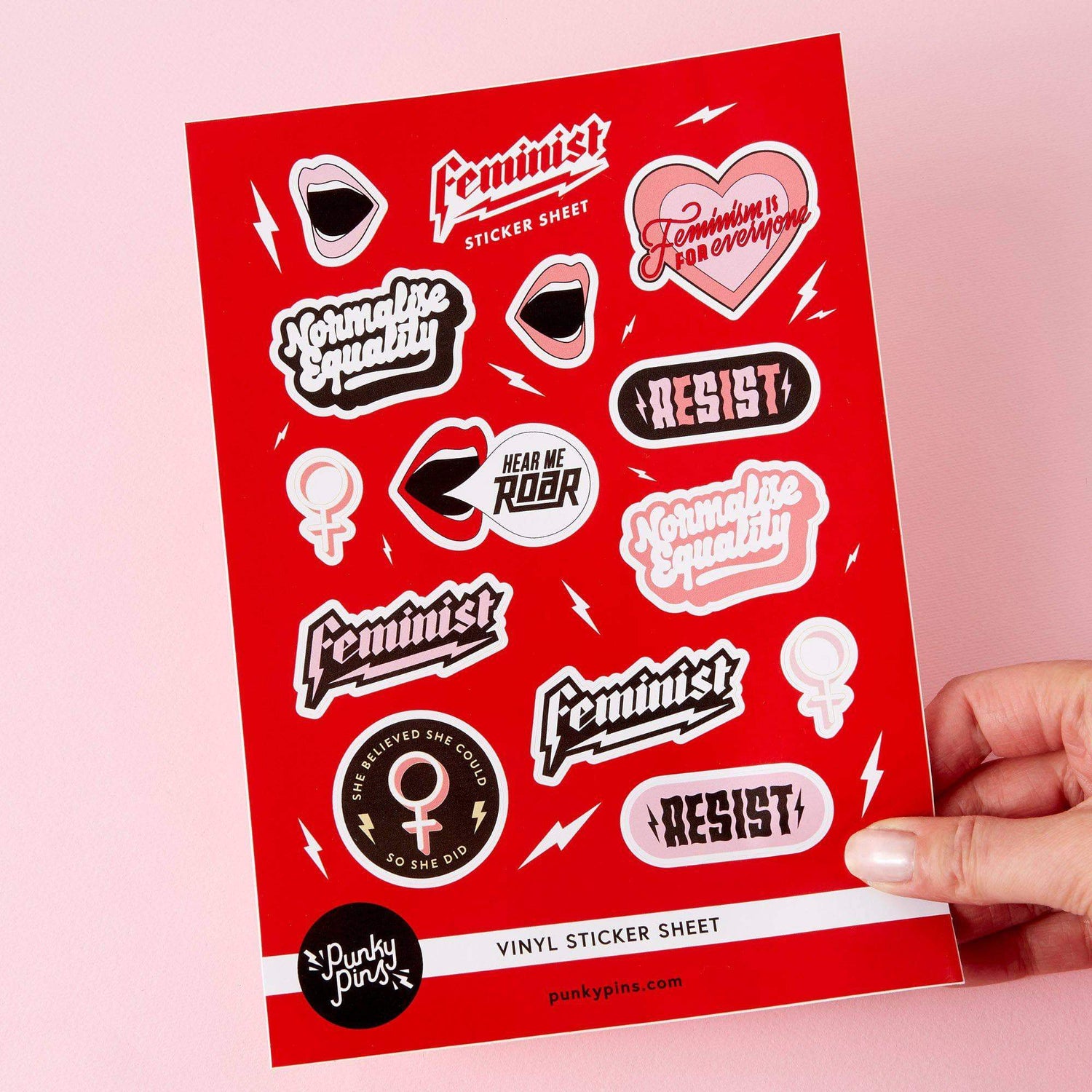 Punky Pins Feminist A5 Vinyl Sticker Sheet