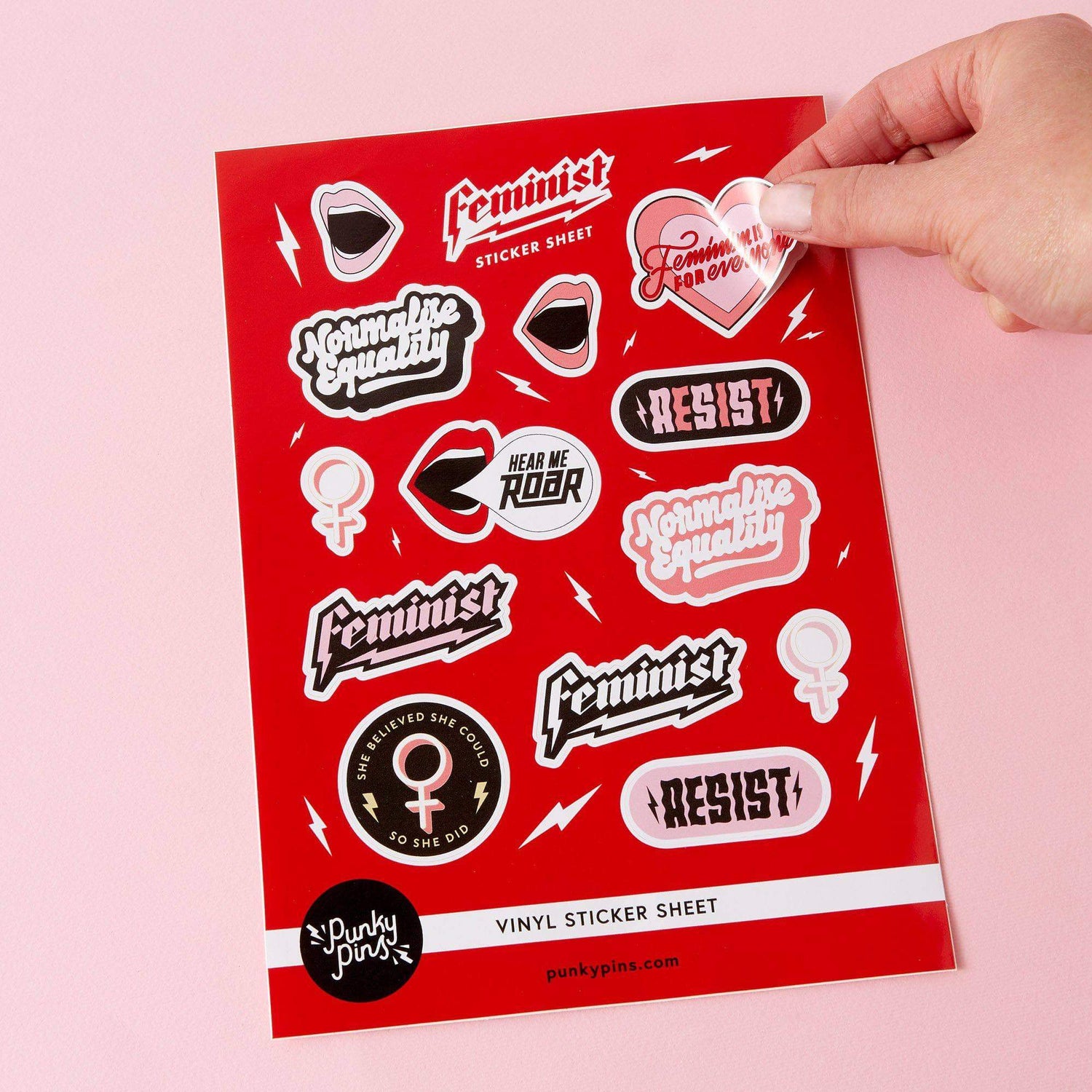 Punky Pins Feminist A5 Vinyl Sticker Sheet