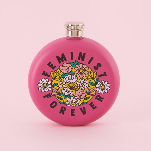 Feminist Forever - Round Pink Hip Flask