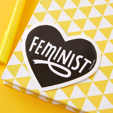 Punky Pins Feminist Heart Black Large Vinyl Sticker