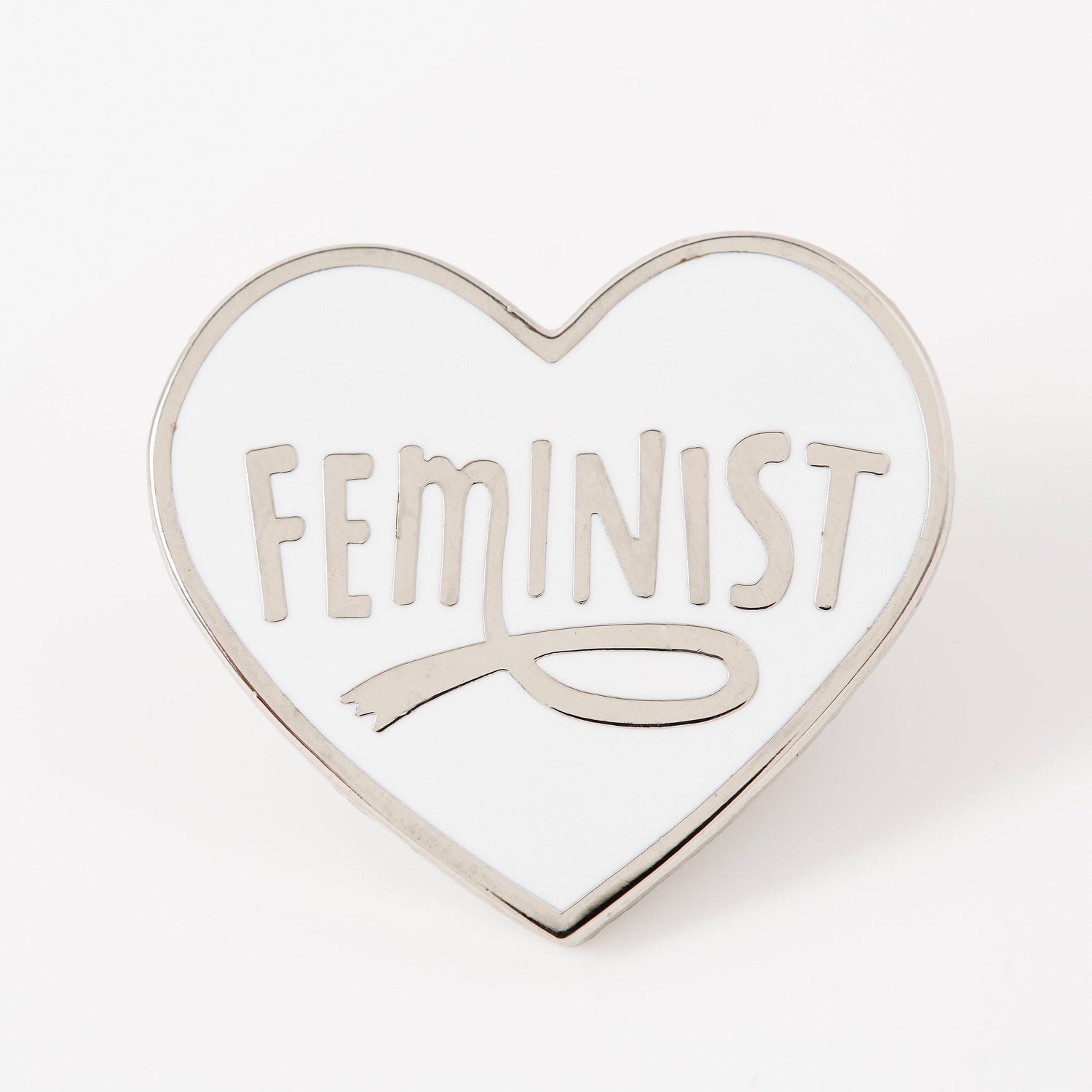 Punky Pins Feminist Heart White Enamel Pin - Limited Edition