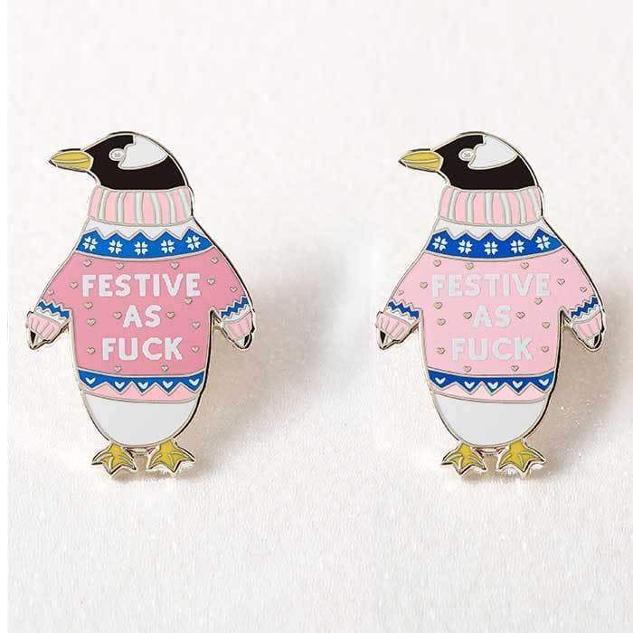 Festive AF Penguin Enamel Pin